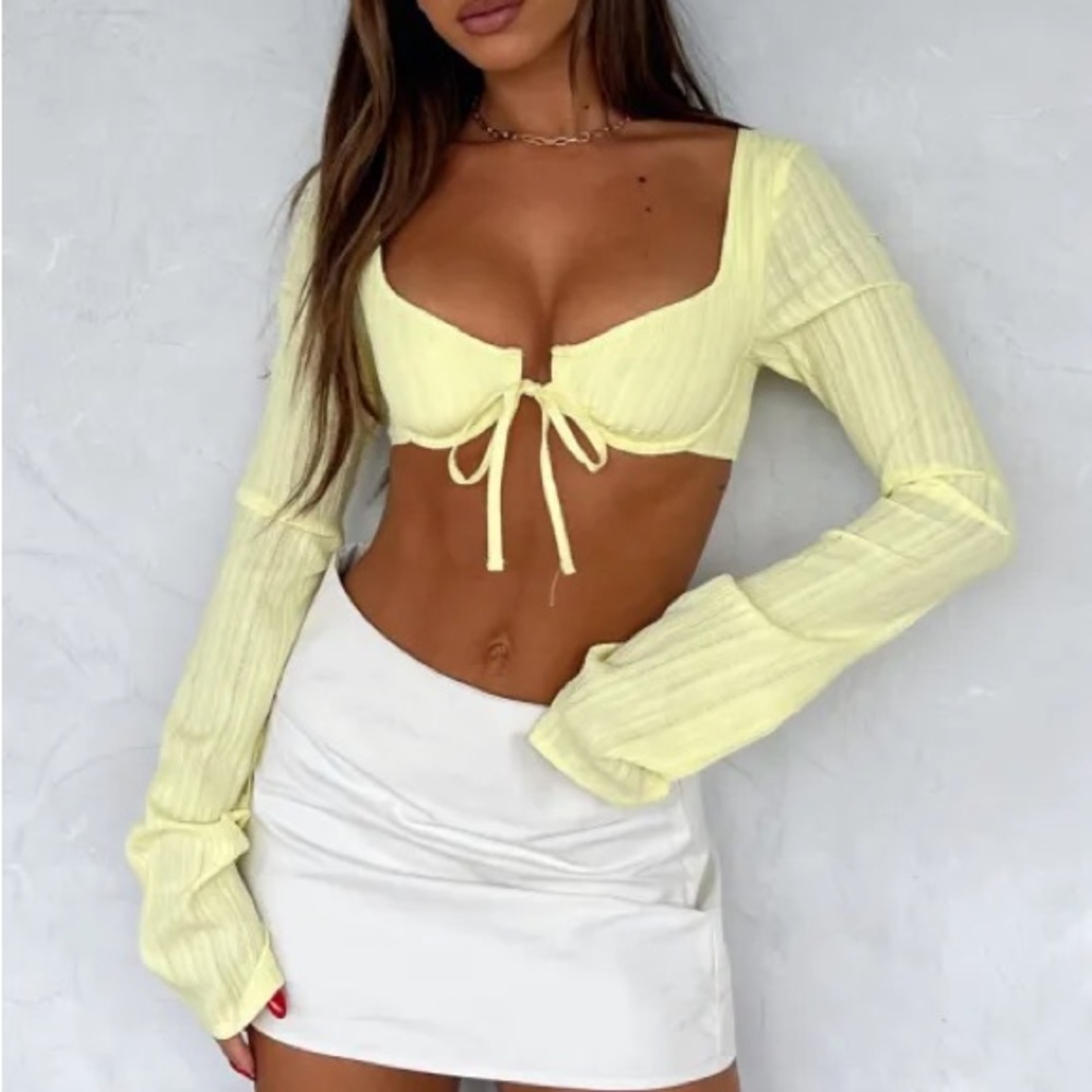 NWT White Fox Problem With You Yellow Long Sleeve